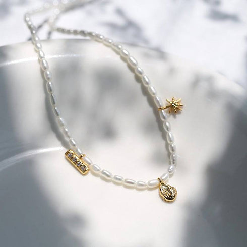 Star Multi Pendant Pearl Necklace - Zafari Studio Jewelry