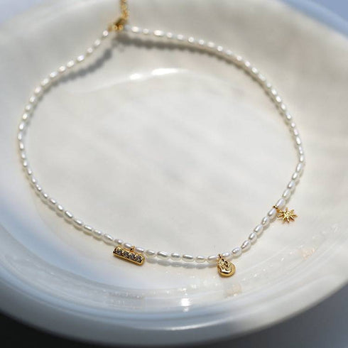 Star Multi Pendant Pearl Necklace - Zafari Studio Jewelry