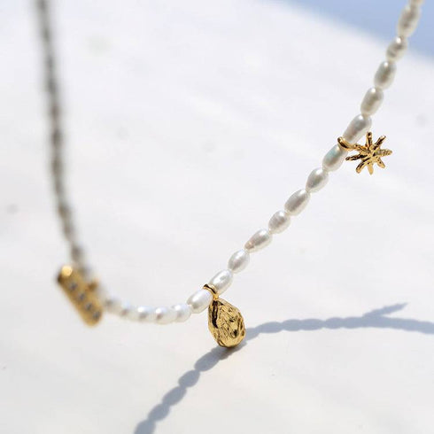 Star Multi Pendant Pearl Necklace - Zafari Studio Jewelry