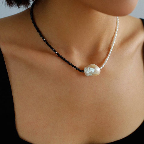 Black Gems Large Baroque Pearl Necklace - Zafari Studio Jewelry