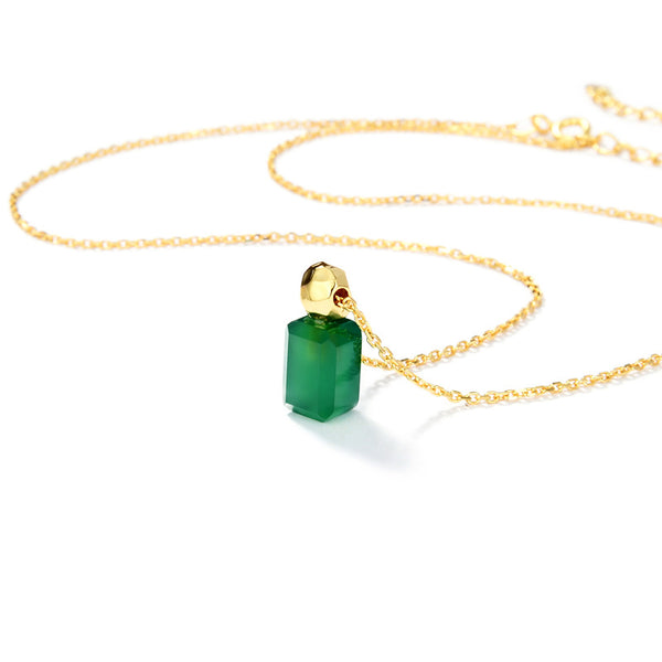 Green Agate Necklace Gold Vermeil - Zafari Studio Jewelry