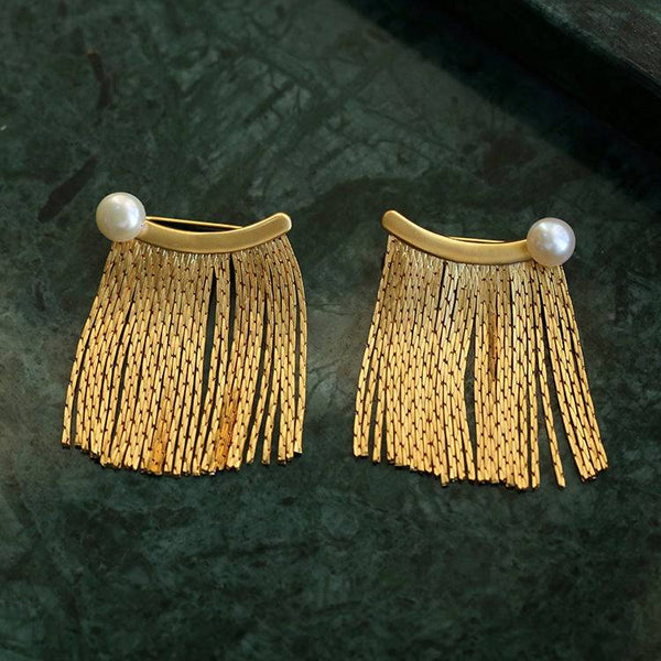 Vintage Tassel Wide Pearl Earrings - Zafari Studio Jewelry