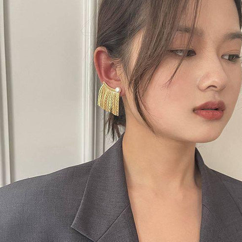 Vintage Tassel Wide Pearl Earrings - Zafari Studio Jewelry