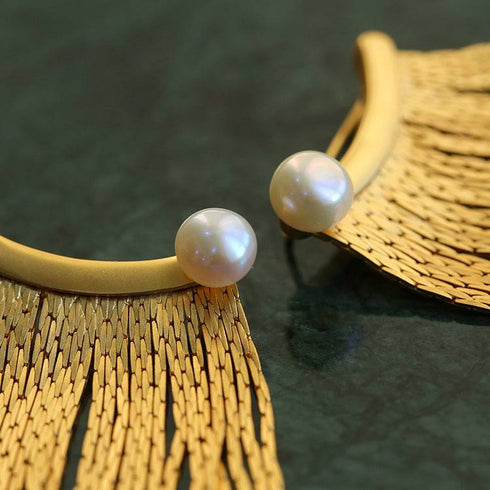 Vintage Tassel Wide Pearl Earrings - Zafari Studio Jewelry