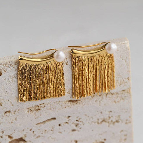 Vintage Tassel Wide Pearl Earrings - Zafari Studio Jewelry