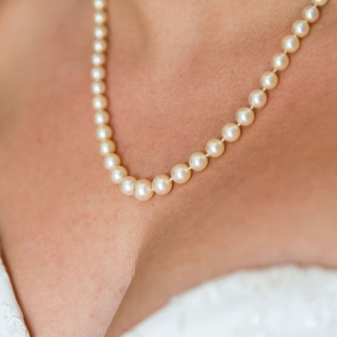 6-8mm White Freshwater Pearl Strand Necklace - Zafari Studio Jewelry