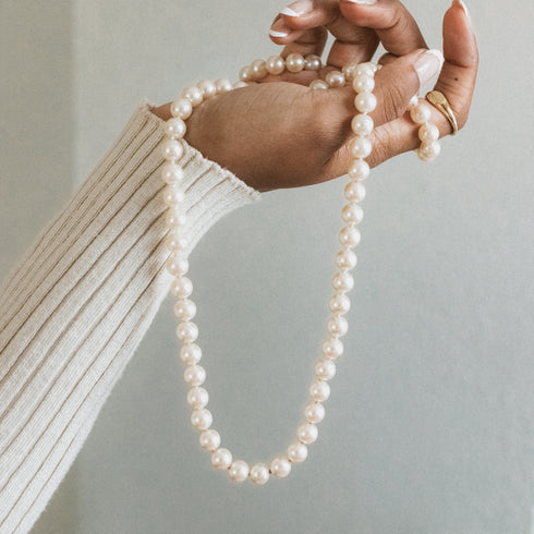 6-8mm White Freshwater Pearl Strand Necklace - Zafari Studio Jewelry