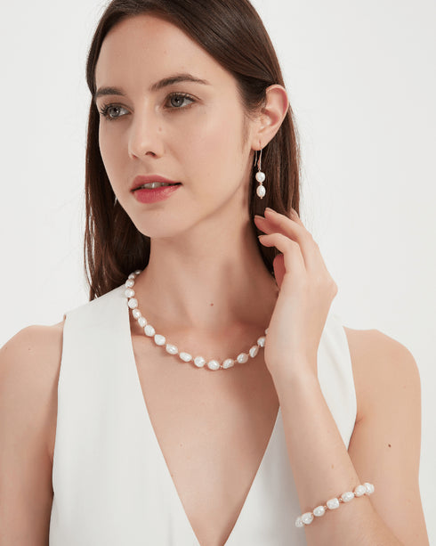 ELISA Pearl Matching Necklace, Bracelet & Earrings (Purchase Individually) - Zafari Studio Jewelry