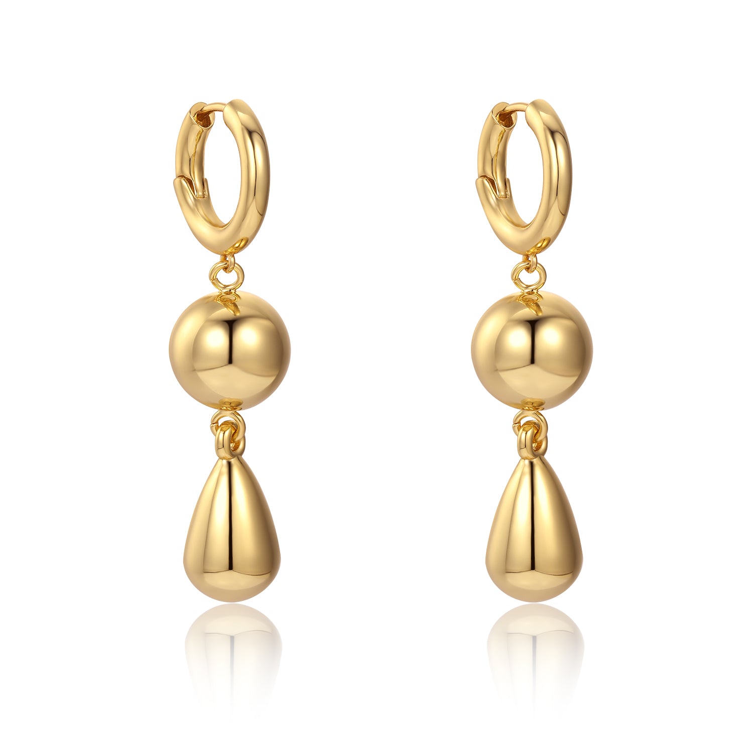Teardrop Gold Ball Drop Hoop Earrings | Zafari Studio | Earrings