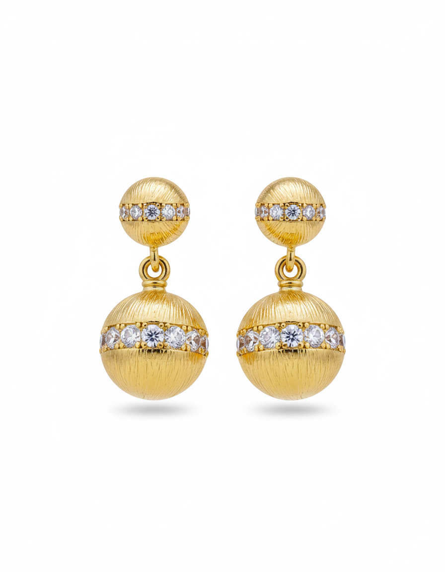 Gold Sphere Zirconia Earrings - Earrings | ZAFARI Studio Jewelry
