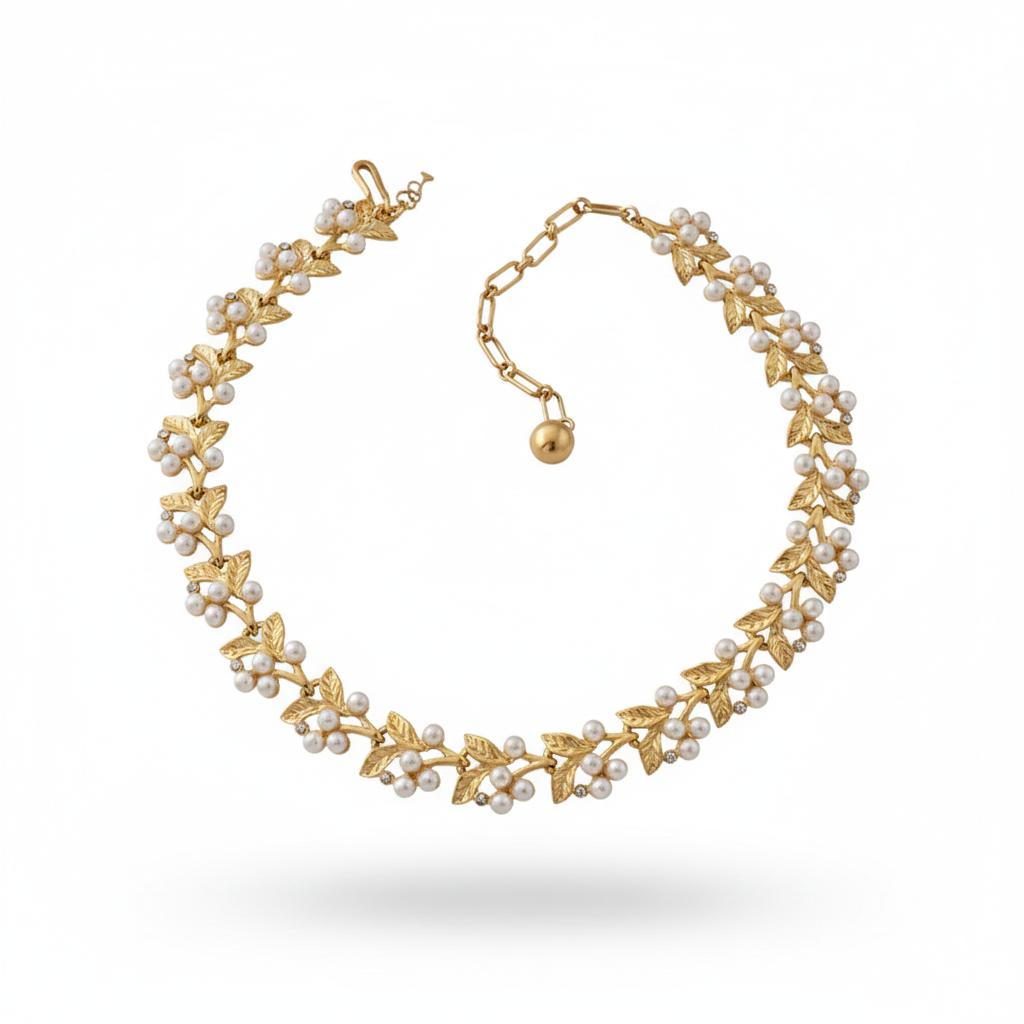 Leaf Pearl Necklace & Earrings Set - Sets | ZAFARI Studio Jewelry