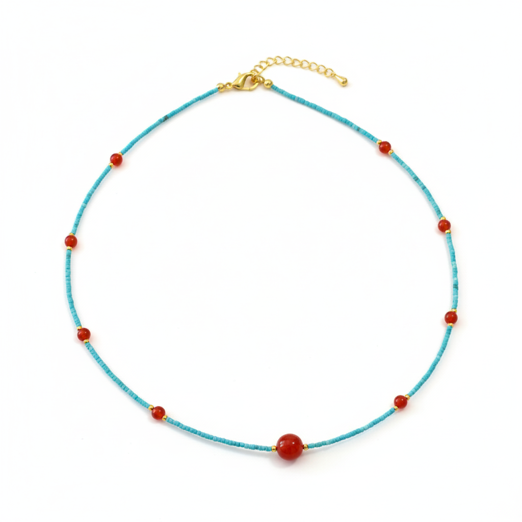 Turquoise Red Accent Necklace - Necklaces | ZAFARI Studio Jewelry