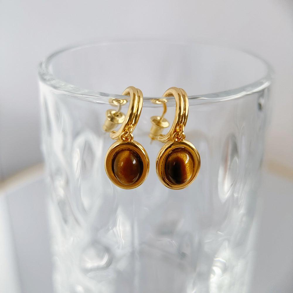 Tiger's Eye Gemstone Earrings - Earrings | ZAFARI Studio Jewelry