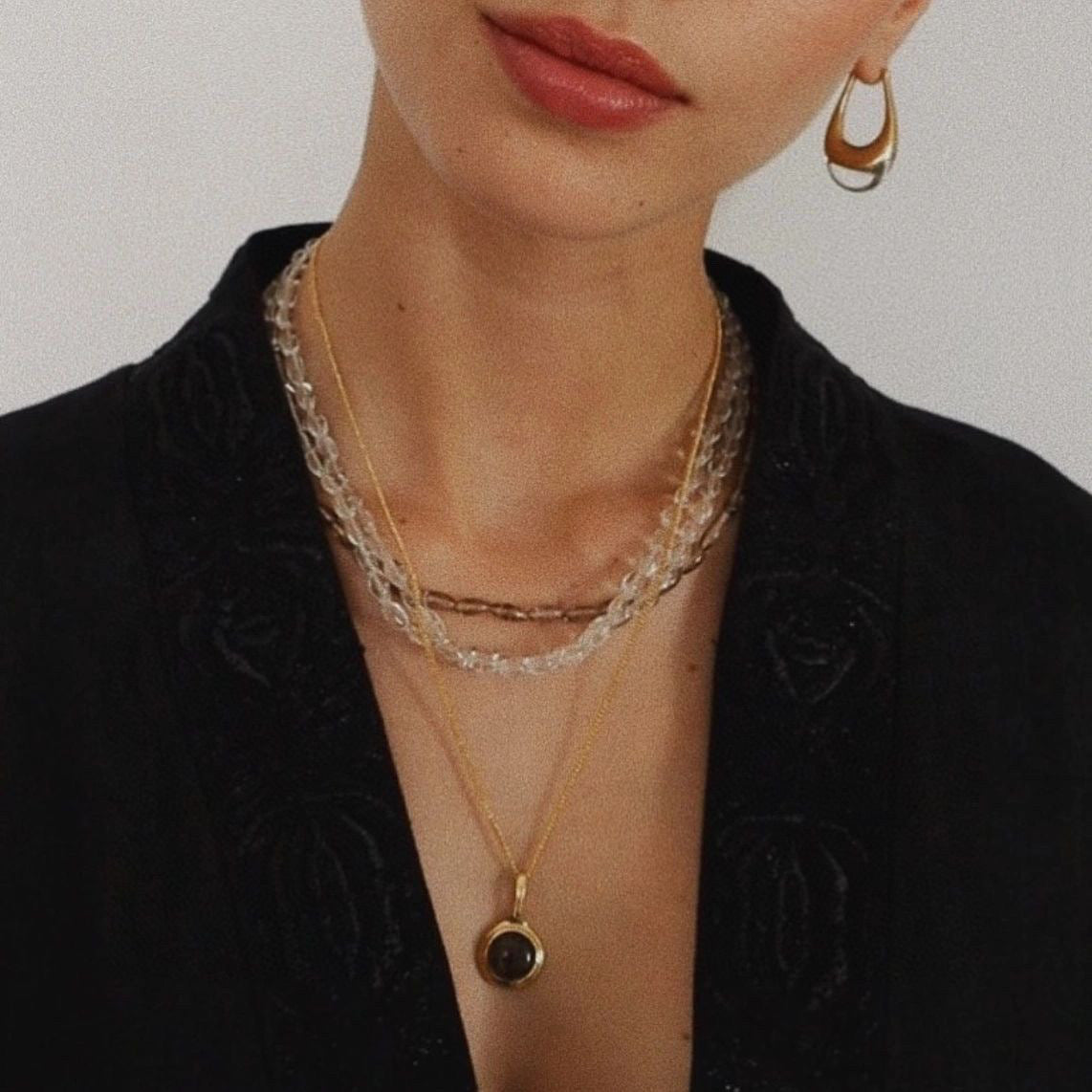 Vintage Citrine & Prehnite Gemstone Gold Vermeil Necklace - Necklaces | ZAFARI Studio Jewelry
