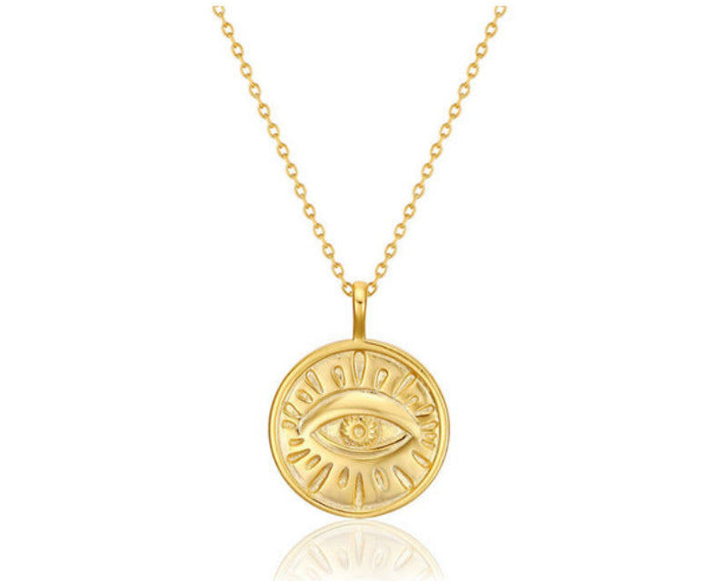 Eye Coin Pendant Gold Vermeil Necklace - Necklaces | ZAFARI Studio Jewelry