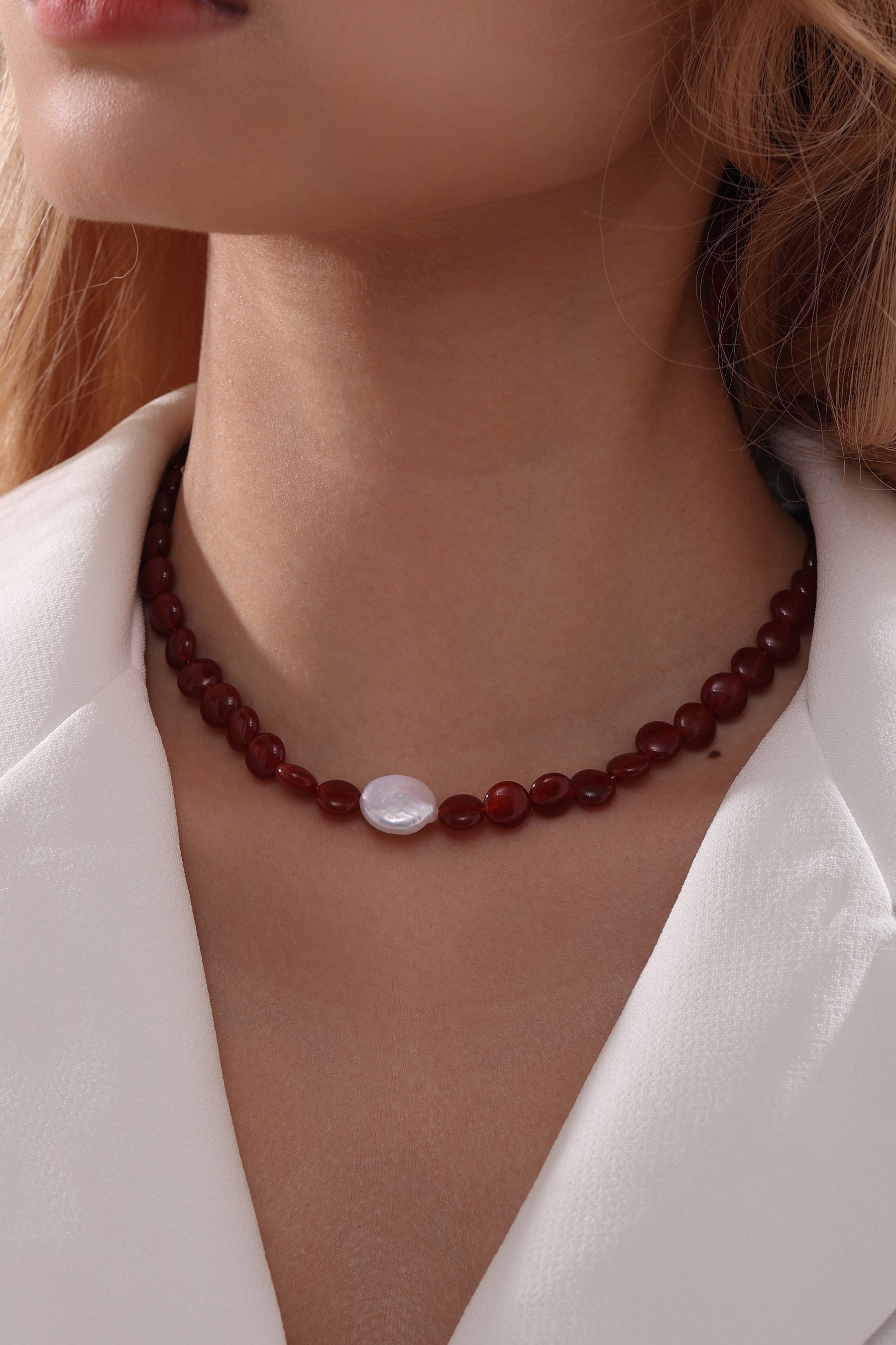 Red Onyx with Baroque Necklace l Bracelet - Zafari Studio - Zafari Jewlery 