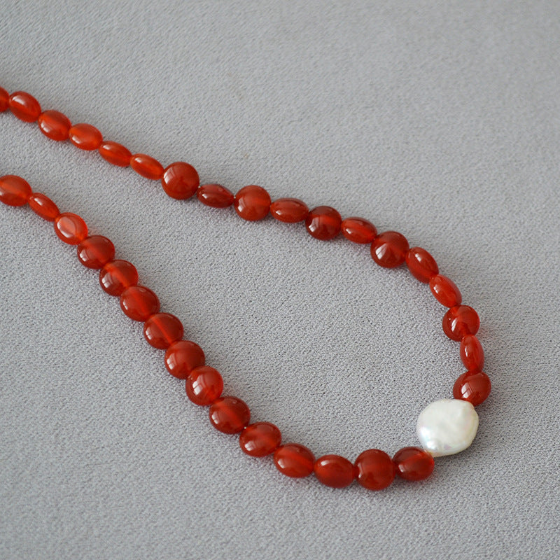 Red Onyx with Baroque Necklace l Bracelet - Zafari Studio - Zafari Jewlery 