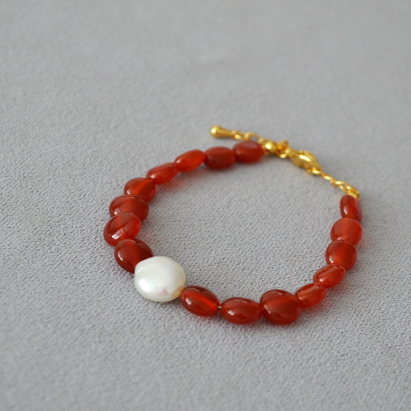 Red Onyx with Baroque Necklace l Bracelet - Zafari Studio - Zafari Jewlery 
