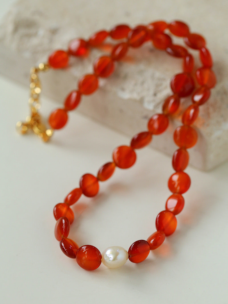 Red Onyx with Baroque Necklace l Bracelet - Zafari Studio Jewelry