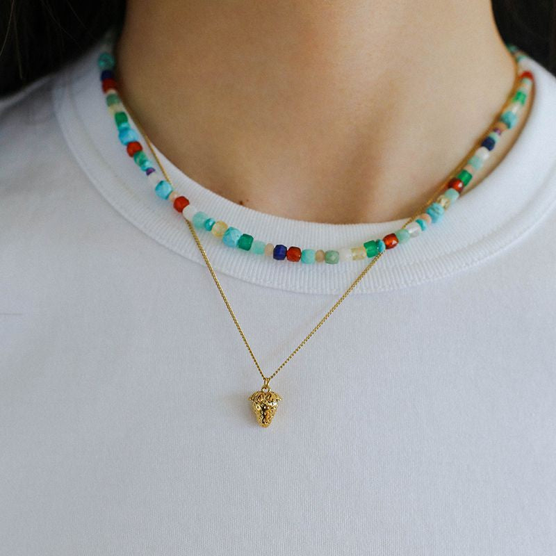 Blue Multi-gems stitching chain colorful necklace and bracelet ( Purchase Individually) - Zafari Studio Jewelry
