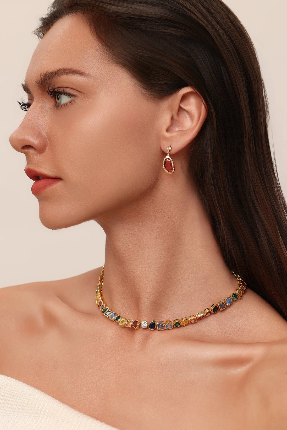 Rainbow Gemstone Choker Necklace - Sets | ZAFARI Studio Jewelry