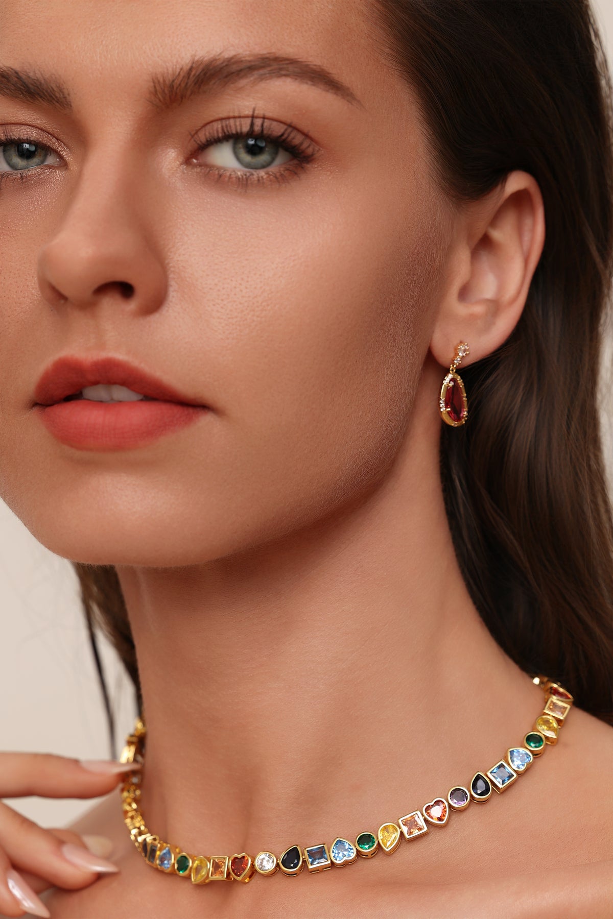 Rainbow Gemstone Choker Necklace - Sets | ZAFARI Studio Jewelry