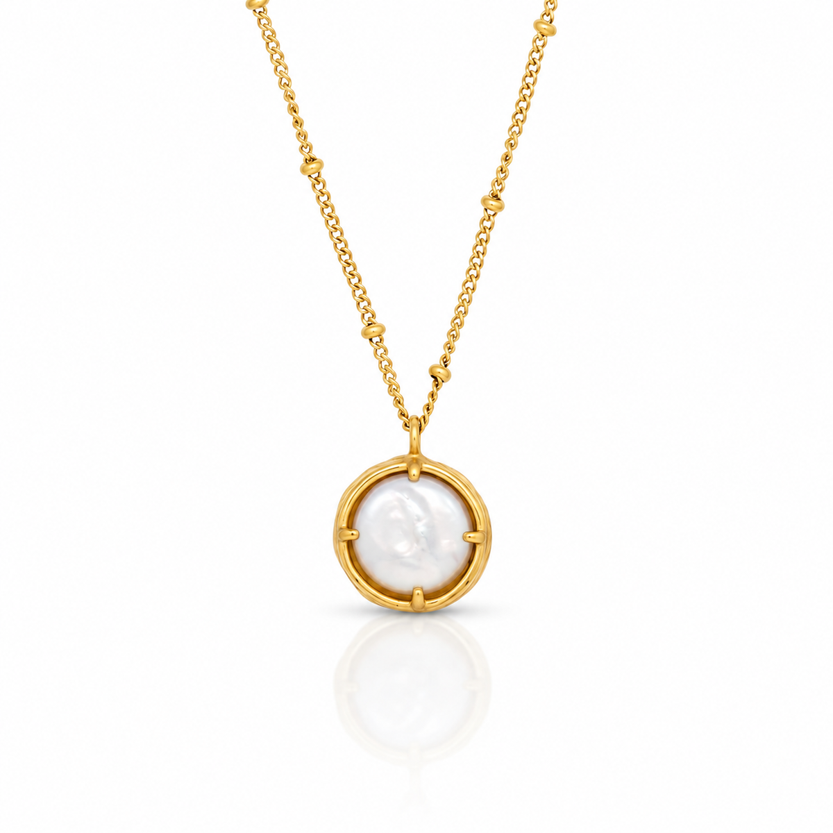 BETTINA Pearl Gold Necklace — product detail on a white background