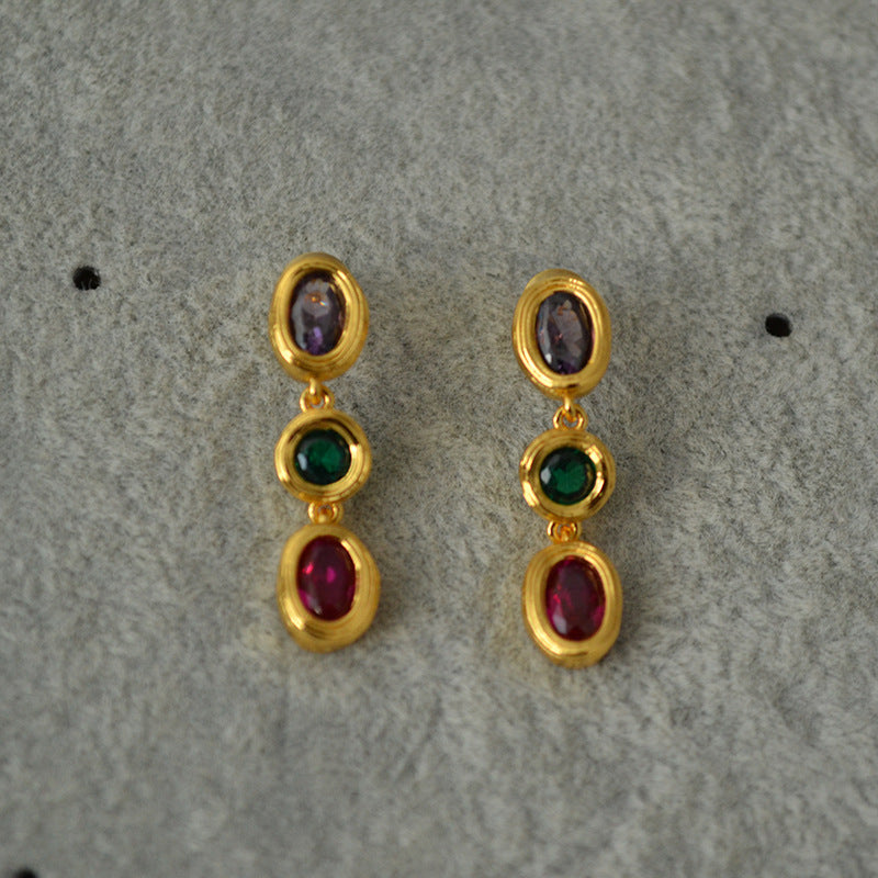 Multicolor Stones Drop Earrings - Zafari Studio Jewelry