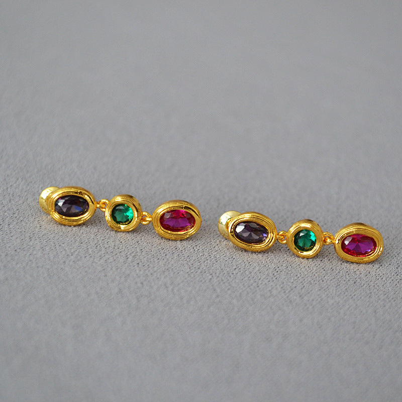 Multicolor Stones Drop Earrings - Zafari Studio Jewelry