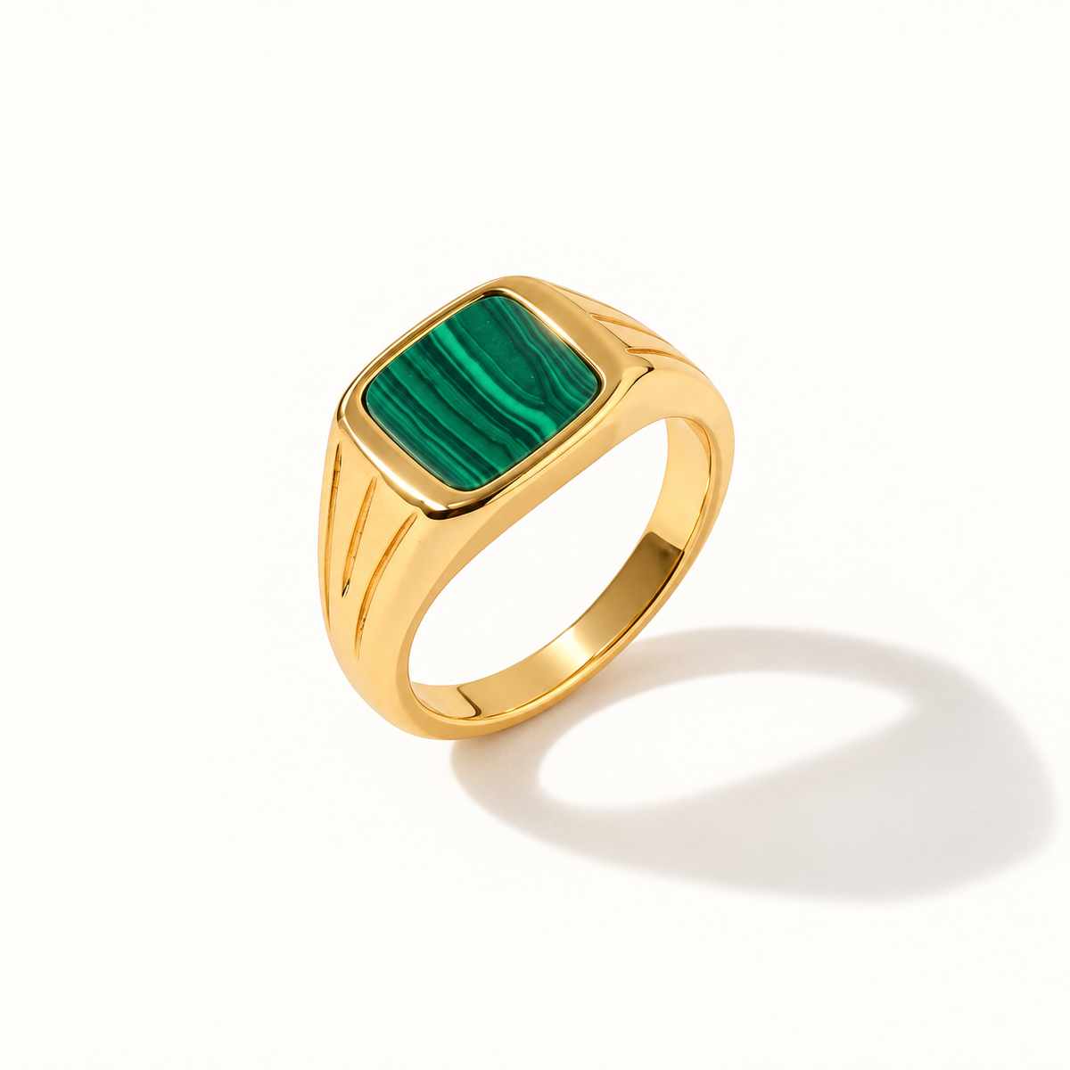 Bold Malachite Signet Accent Stone Ring — product detail
