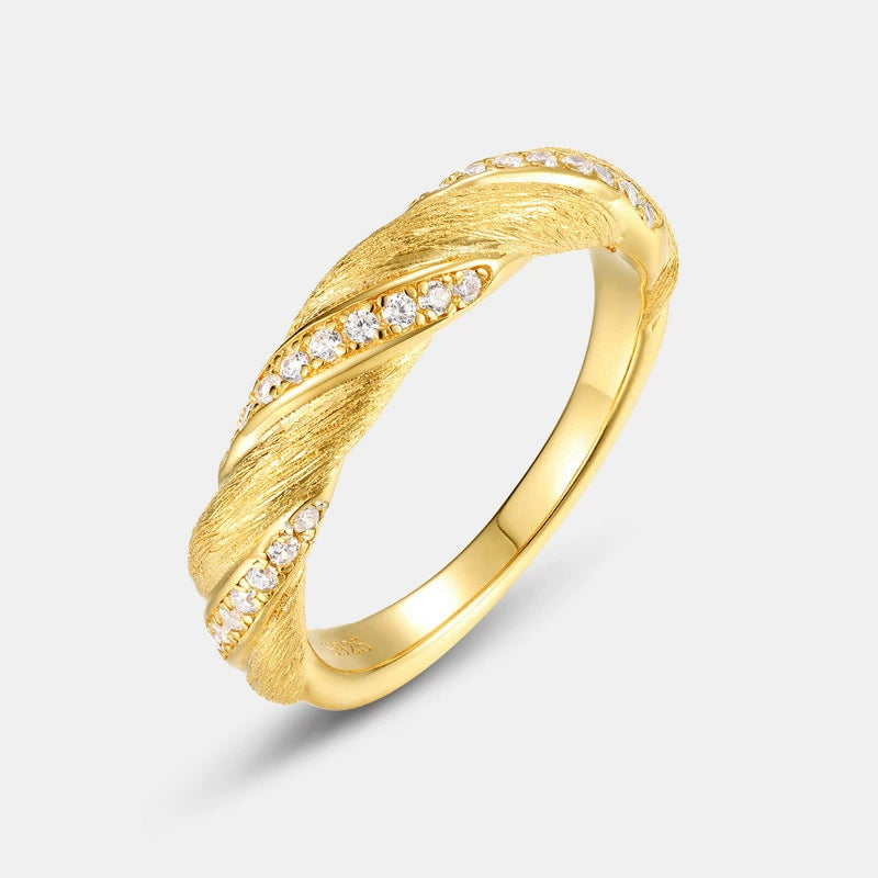 Brushed Zirconia Accent Stone Ring