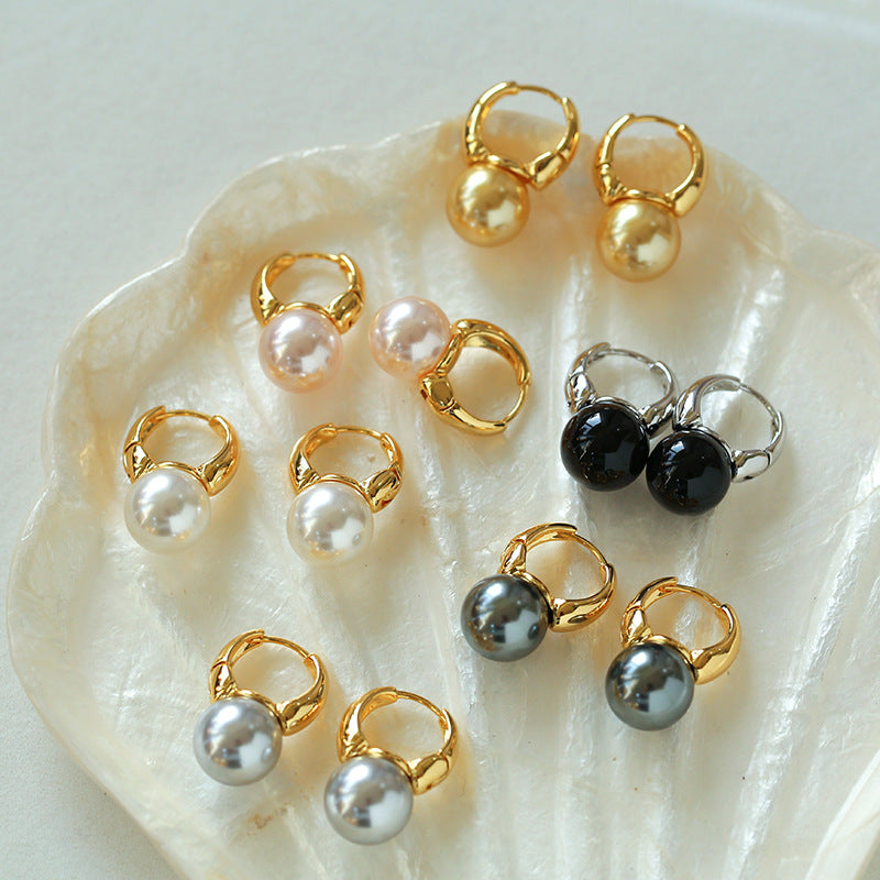 Classic Bucket-Shaped Swarovski Pearl Earrings - Zafari Studio - Zafari Jewlery 