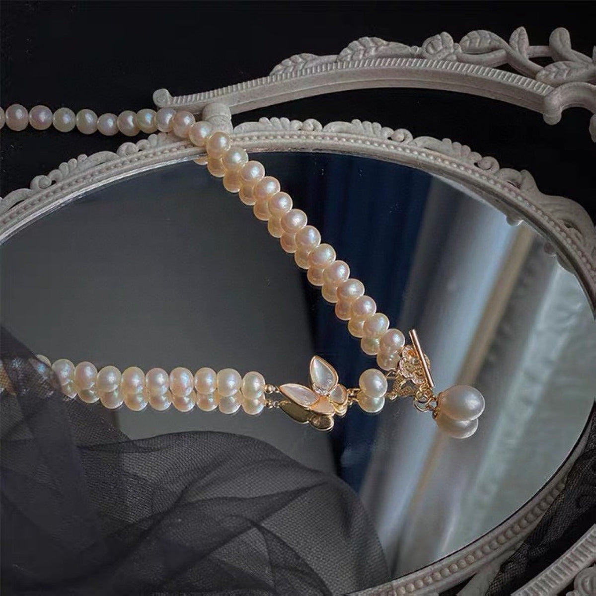 OT Lock Butterfly Freshwater Pearls Pendant Necklace - Zafari Studio Jewelry