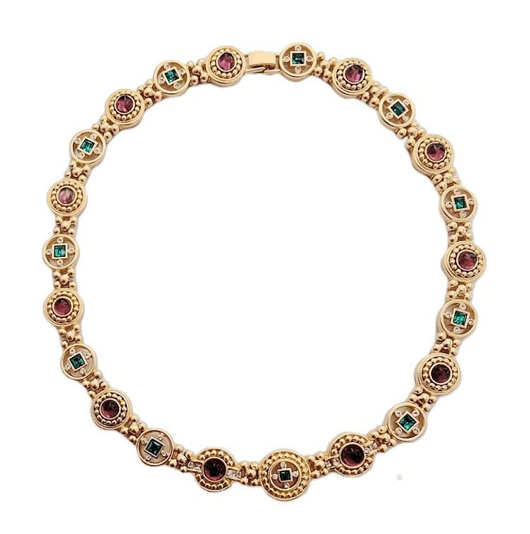 Vintage Crystal Coin Necklace, Bracelet, and Earrings or Full Set - Zafari Studio Jewelry