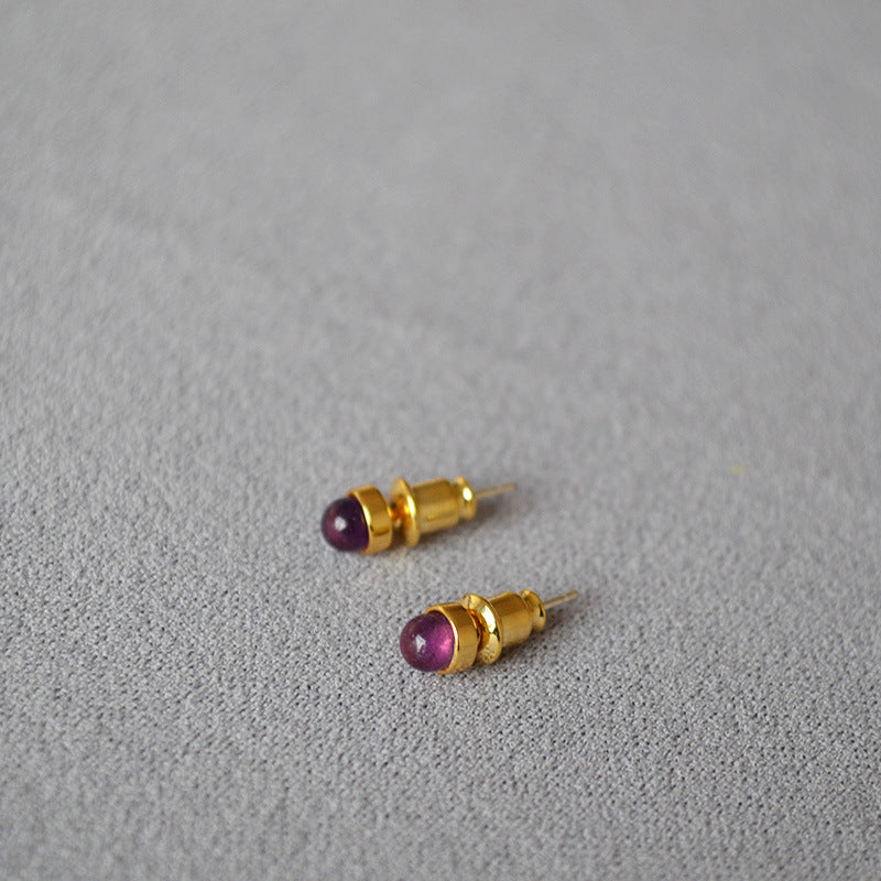 Onyx,Jadeite, Amethyst Gemstone Stud Earrings - Zafari Studio - Zafari Jewlery 