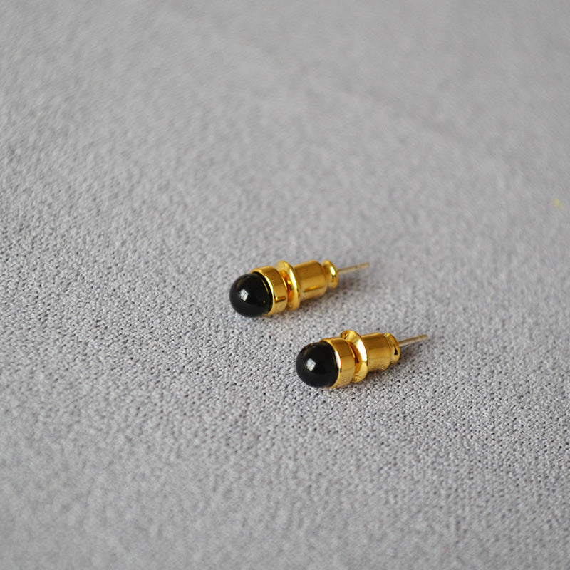 Onyx,Jadeite, Amethyst Gemstone Stud Earrings - Zafari Studio - Zafari Jewlery 