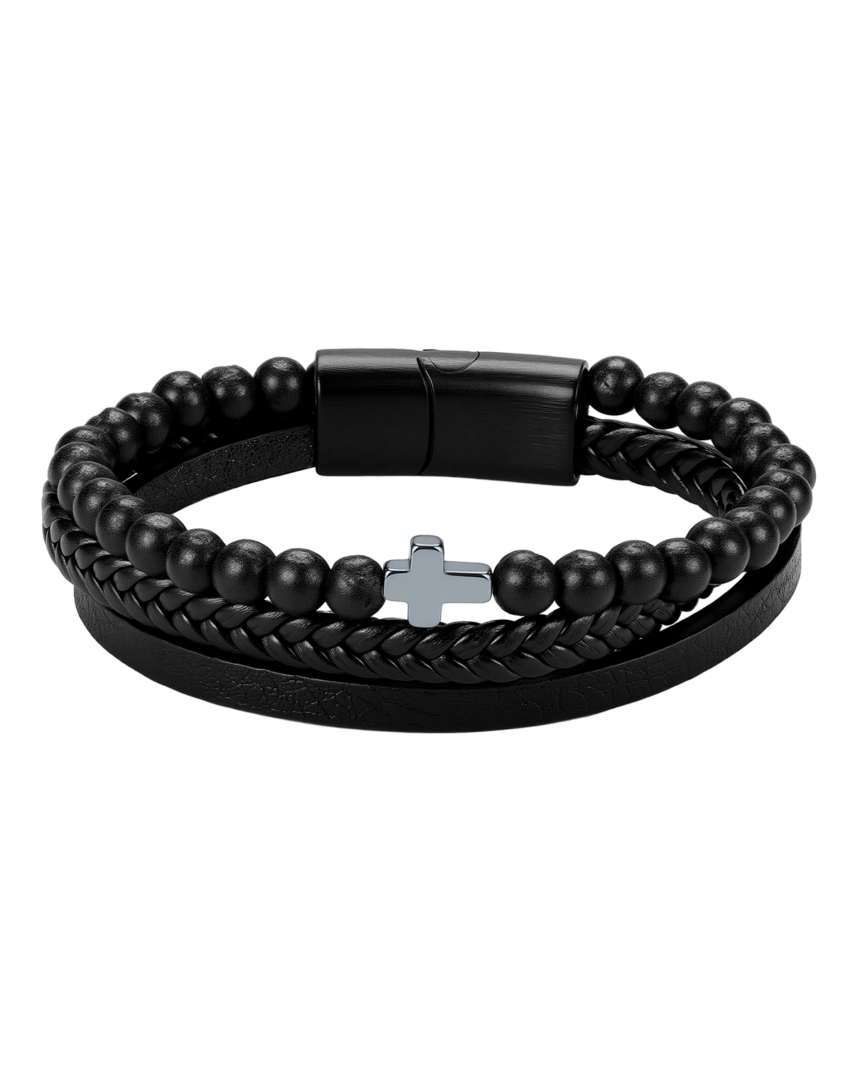 Cross Beaded Leather Bracelet - Bracelets | ZAFARI Studio Jewelry