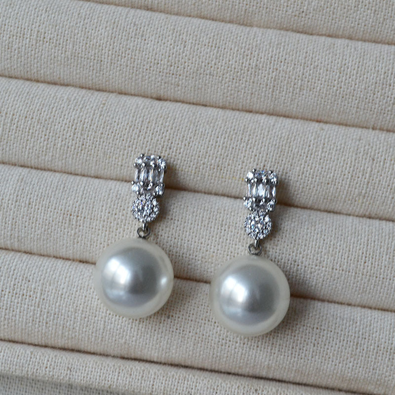 Swarovski Pearl & Zirconia Drop Earrings - Zafari Studio Jewelry