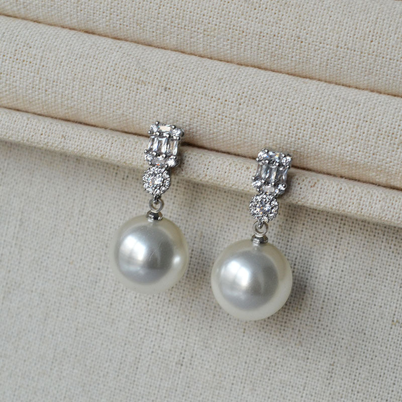 Swarovski Pearl & Zirconia Drop Earrings - Zafari Studio Jewelry
