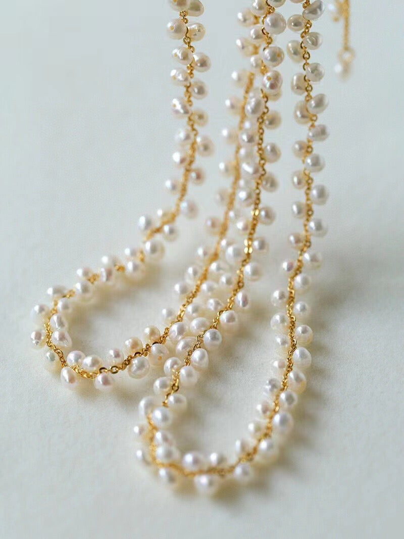 FELICITY Layered Rice Pearls Choker Necklace and Bracelet ( Purchase individually) - Zafari Studio Jewelry