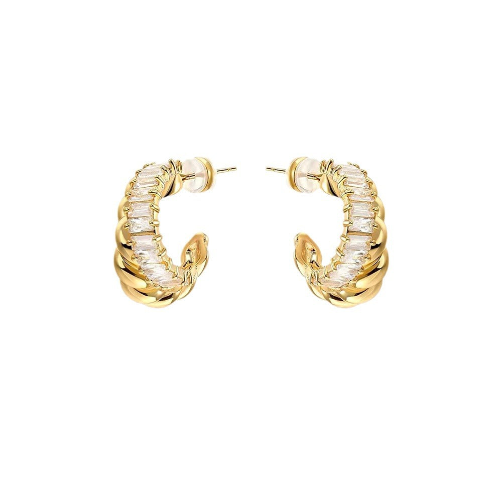 Twisted Striped CZ Earrings - Zafari Studio Jewelry