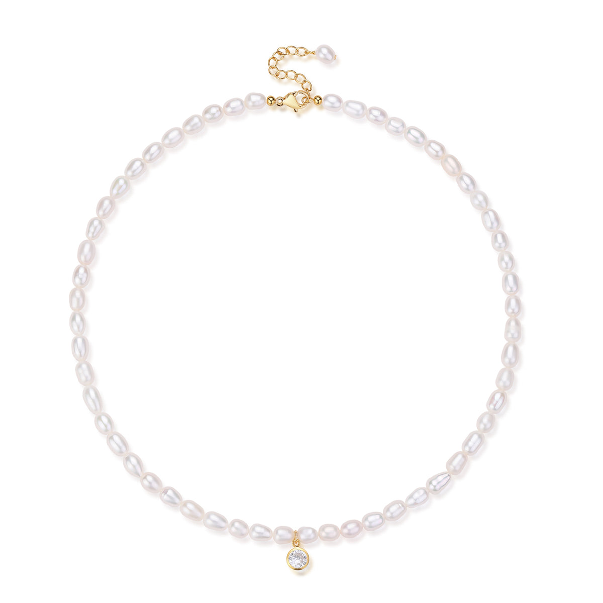 Mini emerald zircon pearl necklace (Purchase Individually) - Zafari Studio Jewelry