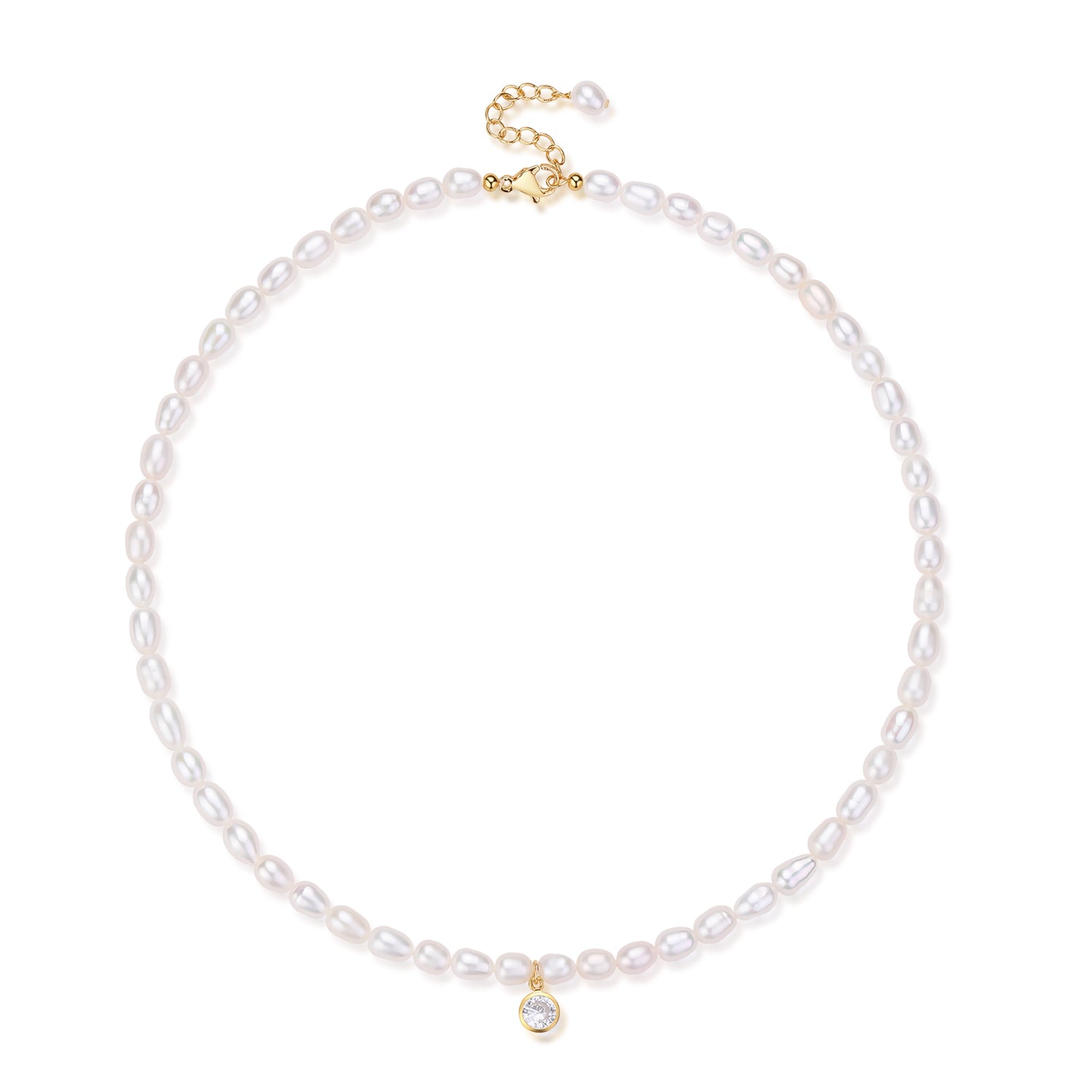Mini emerald zircon pearl necklace (Purchase Individually) - Zafari Studio Jewelry