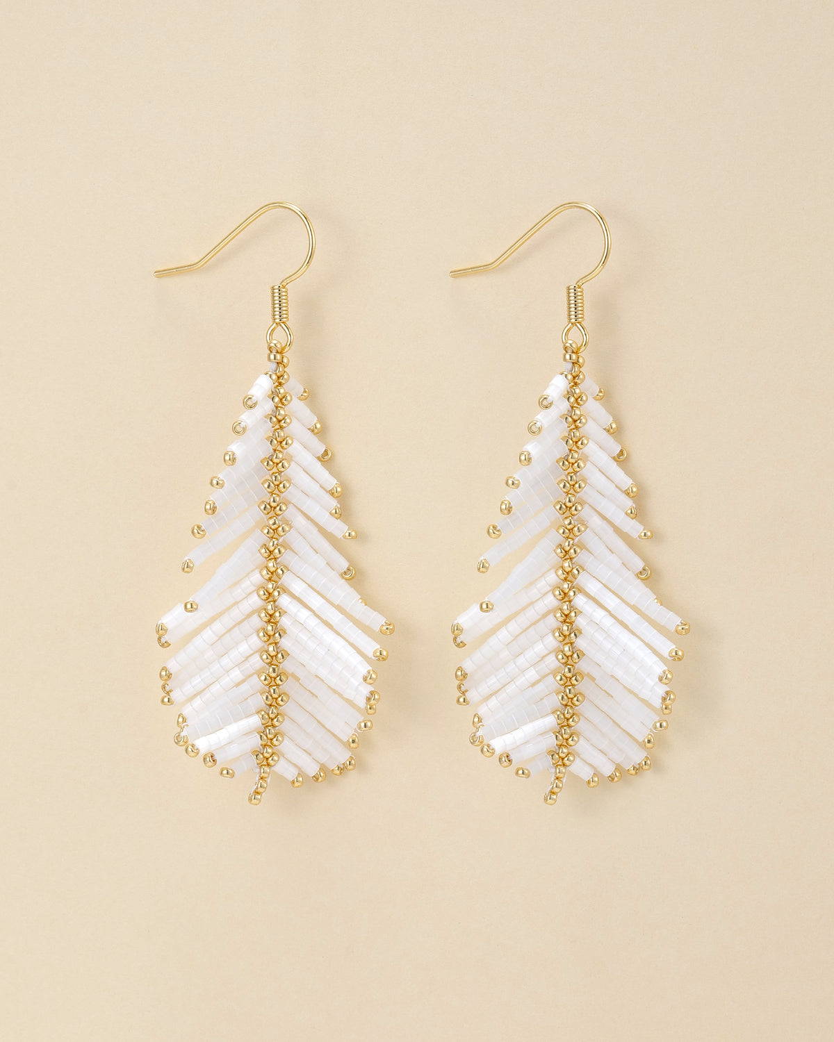 Feather Bead Accent Earrings - earrings | ZAFARI Studio Jewelry