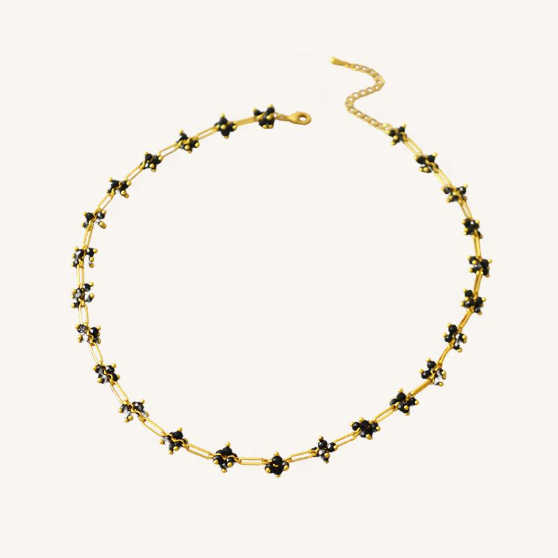 Handwoven Shimmering Black Crystal Necklace - Zafari Studio Jewelry