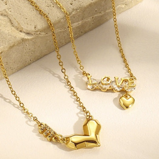 Letter LOVE Gold CZ Pendant - Zafari Studio Jewelry