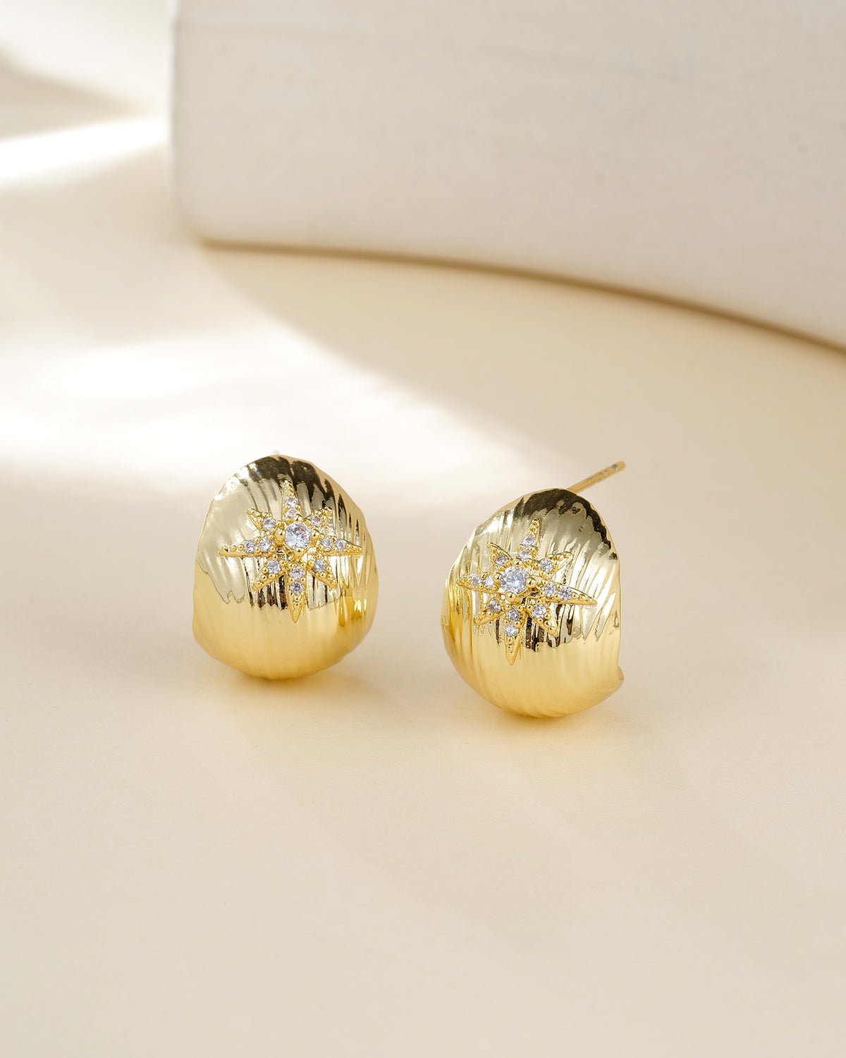 Gold Starburst Dome Earrings - earrings | ZAFARI Studio Jewelry