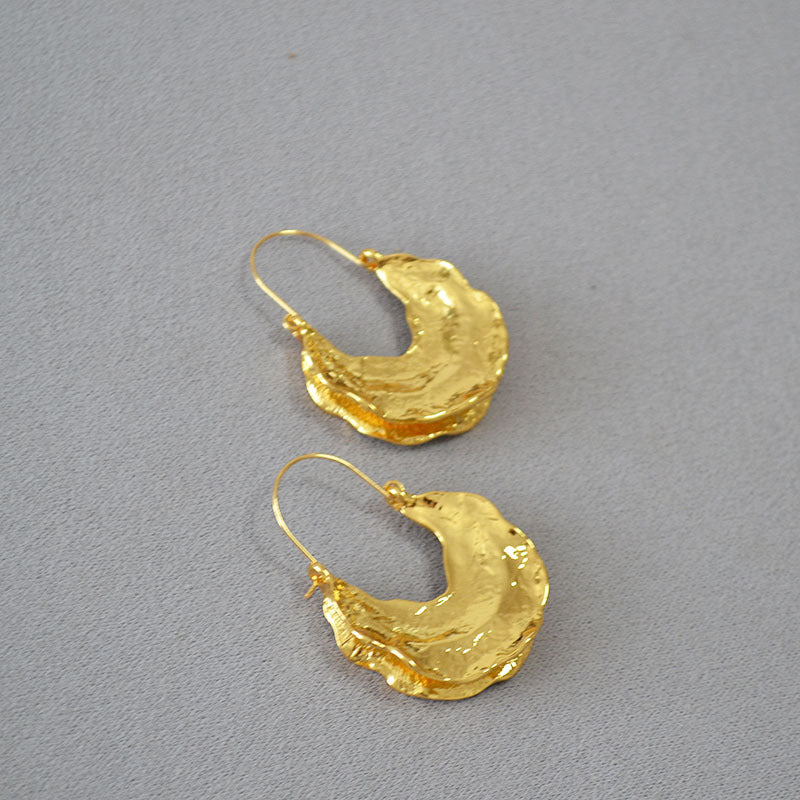 Irregular Fan-Shaped Gold Earrings - Zafari Studio Jewelry