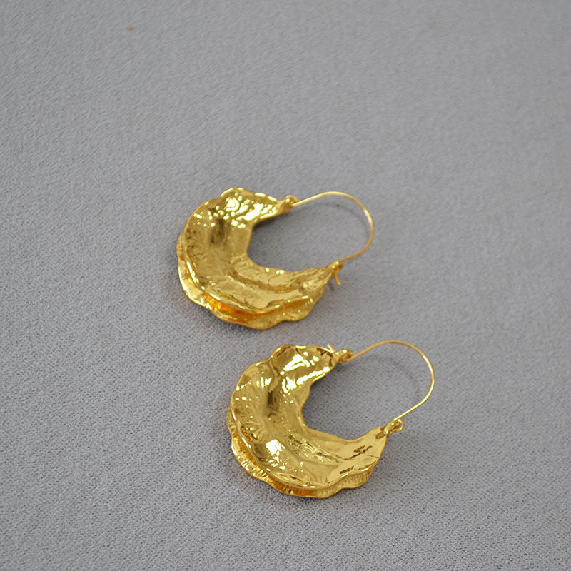 Irregular Fan-Shaped Gold Earrings - Zafari Studio Jewelry