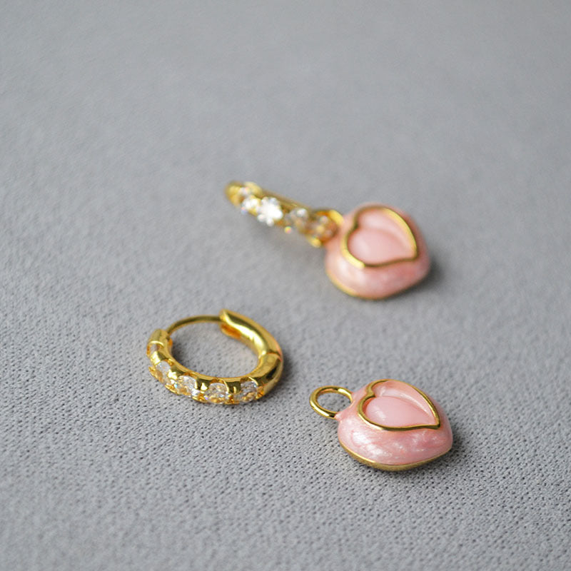 Pink Heart Convertible Hoop Earrings - Zafari Studio Jewelry